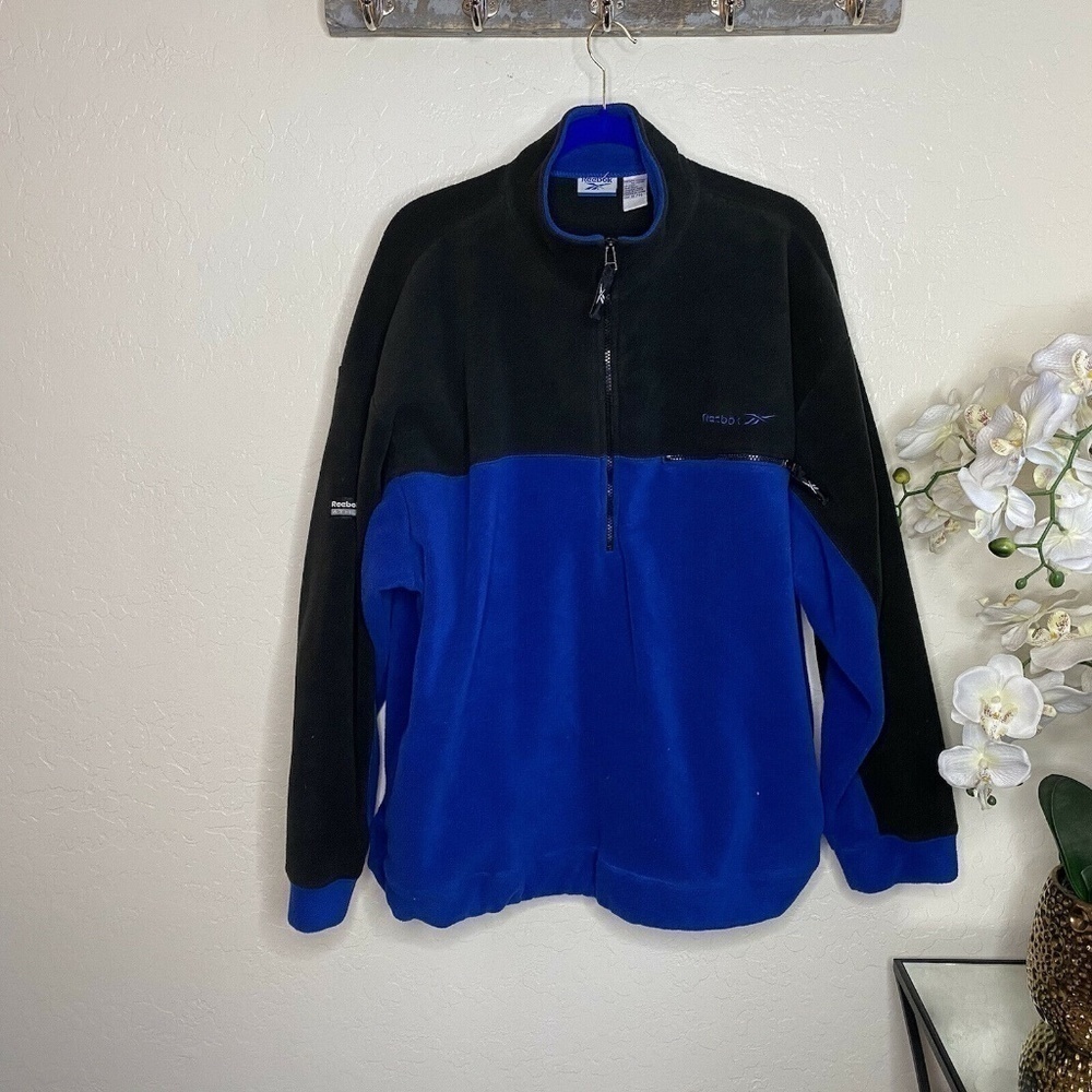 Reebok Blue Black Pullover Jacket Half Zip XL